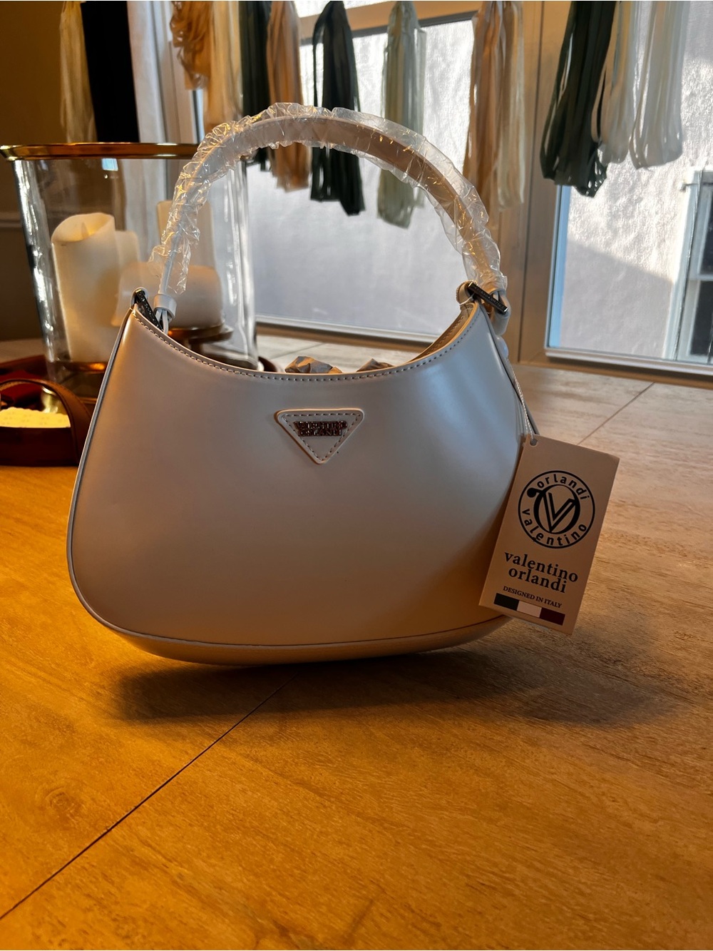 Valentino Orlandi Cream Shoulder Bag with Top Handle